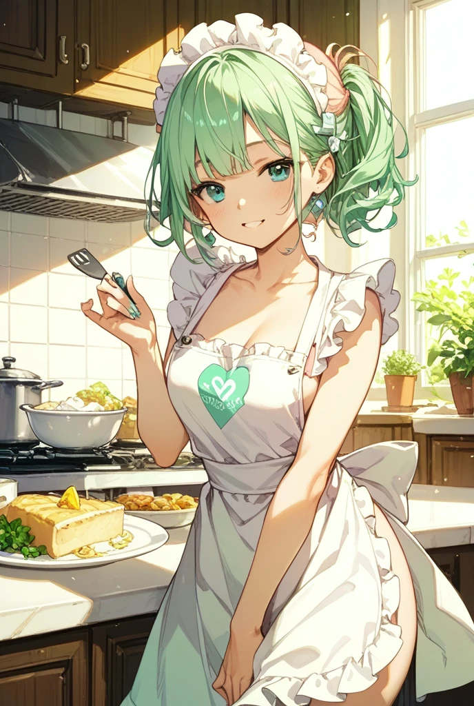1girl, tatsumaki, one-punch man
\\\\\ masterpiece, best quality, newest ///// nyantcha, khyle, cutesexyrobutts \\\\\ thin waist, solo, sky, clouds, cropped legs, angry, day, looking at viewer, dutch angle, naked apron,, sit on kitchen table