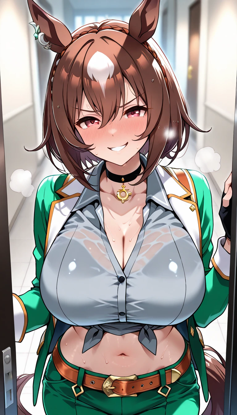 nsfw,uncensored,(highest quality,masterpiece:1.3),disorganized,High resolution,16K, 超High resolution, official art,figure,very detailed,Anime Color,perfect hands, perfect fingers, perfect legs),cawboy shot from front:1.0),cowboy shot,From side,1girl,独奏,idolmaster, (((Ritsuko Akizuki))), (19yo,beautiful girl,cute girl),(((beautiful dark brown eyes))),(beautiful dark brown hair), (((semilong hair))),(ponytails),(wet hair), (wet skin),((glasses:1.5)),(scatter sweat),(steam),(flat chests,midium breasts),OL, Akagi glasses, black suit jacket, Collared jacket, White dress shirt, Collared shirt, Neckline, button, Black pencil skirt, Black Pantyhose,Stiletto heels,((open clothes)),,,((green bra,green panty)),slip,no makeup, sweaty body),(beautiful eyes, shiny eyes), ((big eyes)),(a big smile),(embarrassed),((one eye closed)),(open mouths),(deep breathing),(blush cheeks),saliva, (pubic brown hair:1.5), BSP, pussy juice dripping,(tall man:1.2), (penis:1.2), (girl hold a penis:1.4), hetero, (cum out:1.2), looking at penis, indoor, 1girl have kneeling,office,night time,(bitch),(Commemorative photo:1.5),(spoken heart:1.7),(look at viewer),(IDcard:1.5),
