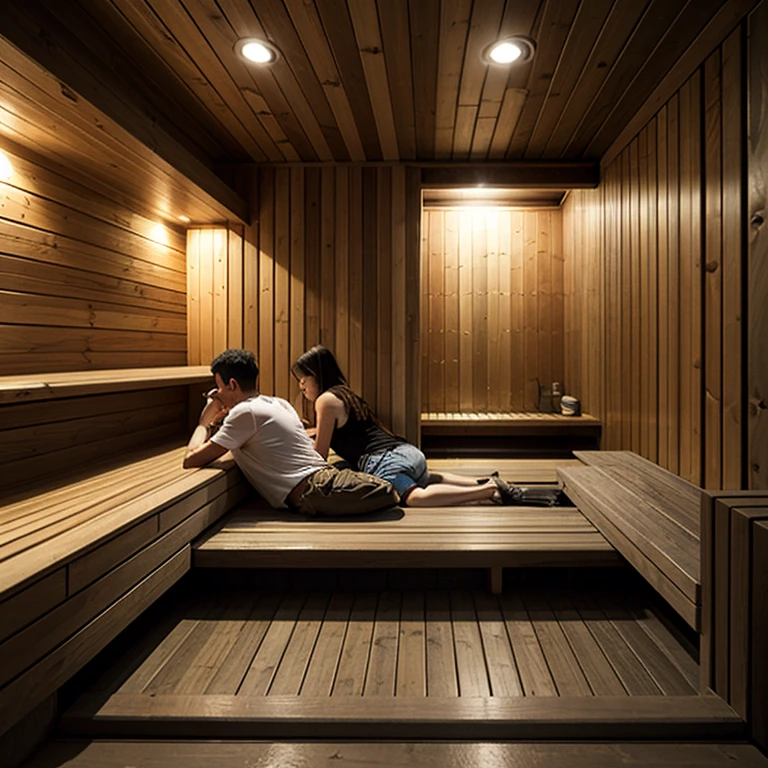 ((top-quality、8K、masterpiece:1.3))、male people(Upper body portrait、directly in front、Put your hands on your knees、chubby figure、Inside_sauna:1.6)、uncle、Uncle、In a dark sauna room、Overhead camera、foco nítido:1.2、((A dark-haired、Allback))、a wet body、Wet face、japanese male、With dynamic angles、While exuding melancholy emotions characterized by soothing tones and contrasting mixes of light and shadow、Subject's hair、The eye、While emphasizing the action、pleasing to the eye、It is a thought-provoking composition。Raw photography, (High Detail Skins:1.2), 8K UHD, Digital SLR, Soft lighting, hightquality, film grains, FujifilmXT3,