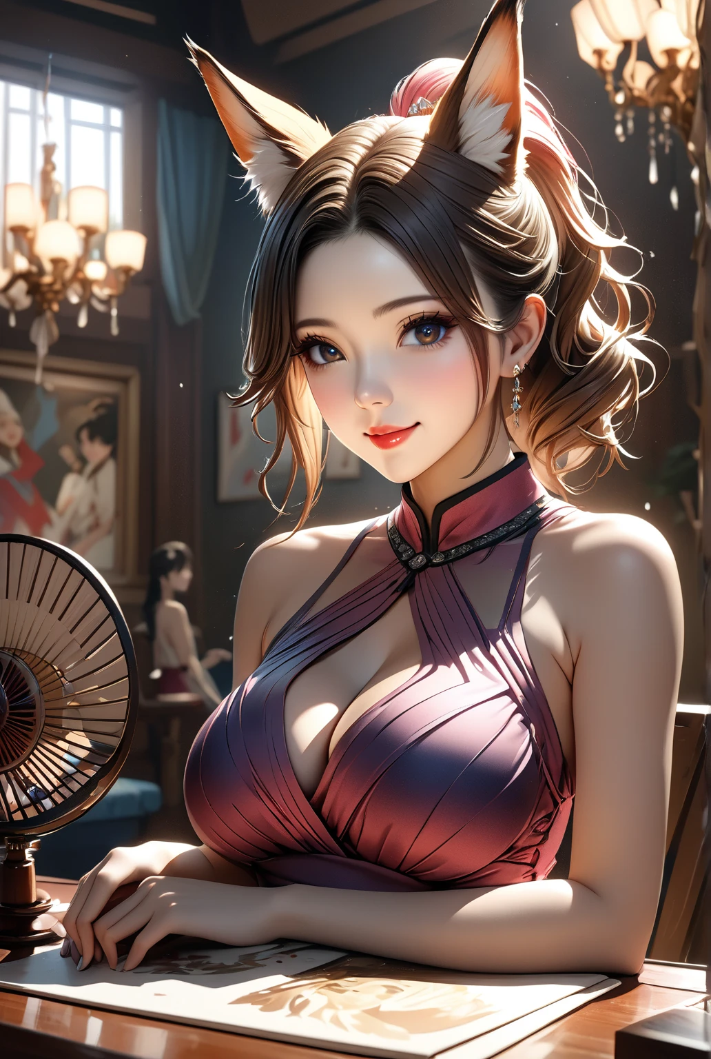 (best quality,4k,highres,ultra-detailed:1.2),vibrant colors,realistic,
portrait,1920s flapper girl,clothes of the era,swing,above a bar,sparkling lights,crowded room,energetic music,joie de vivre,smoky atmosphere,endless celebration,stylish dance moves,feathers and fringe,elaborate headpiece,moving gracefully,expressive eyes and lips,confident posture,captivating smile,socializing with friends,effortless charm,swinging with elegance,nostalgic ambiance,glamorous setting,art deco decor,classic cocktails,clinking glasses,happy laughter,free spirit,luxurious lifestyle,digital illustration