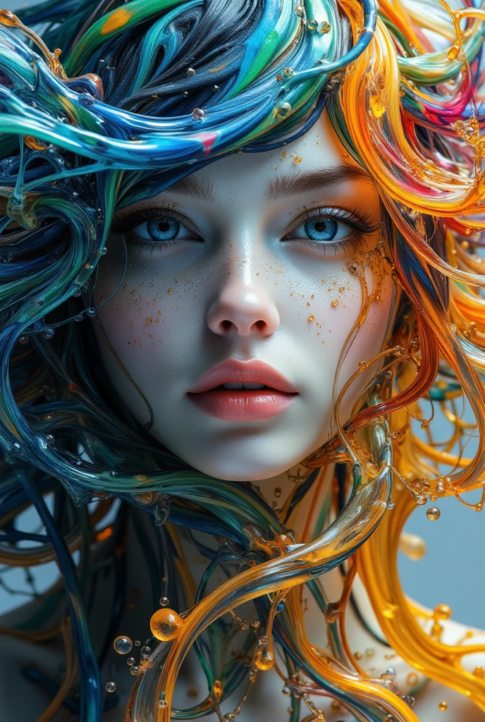 women beautiful neon fictional , ancient stories, High detail, portrait, light studio, colorful, high precision, strong, beautiful, classic, science, Renaissance, wet water color ink, color orange and blue, painting watercolor, ultra clear