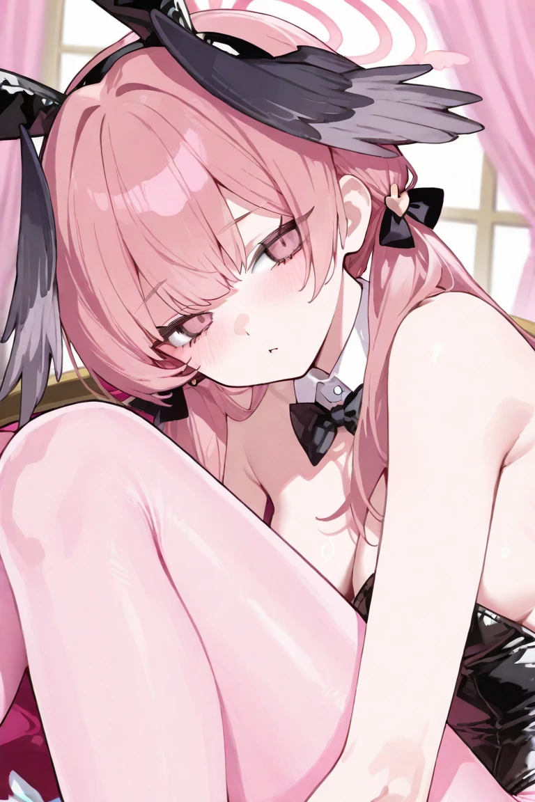 on the table, best quality, ( perfect face:1.1), (high details:1.1), (highly detailed eyes), dramatic, super fine illustration, very detailed,1 girl, (pale skin), lol girl, Happy, While laughing, enjoying, cheerfulness,she keeps her mouth open,shining eyes,pink hair, (Long double ponytail),mysterious eyes, pink eyes,(Eyebrows on face are slightly red, alone,pouting,movie lighting,cowboy shot, look up,ta clothes, in pink and white,frills, ribbon, long sleeves,knee-length socks, white background, room,morning atmosphere、3 men ,break, nsfw, small breast, fit style , (bare breasts:1.3),( vaginal , sex:1.5),( gangbang:1.6), (cum in pussy:1.3), nipples, on back, lying, looking at viewer,, pussy, pillow, uncensored, pov, spread legs, bangs, solo focus ,( gangbang:1.6), bangs, ((cum on body:1.3))