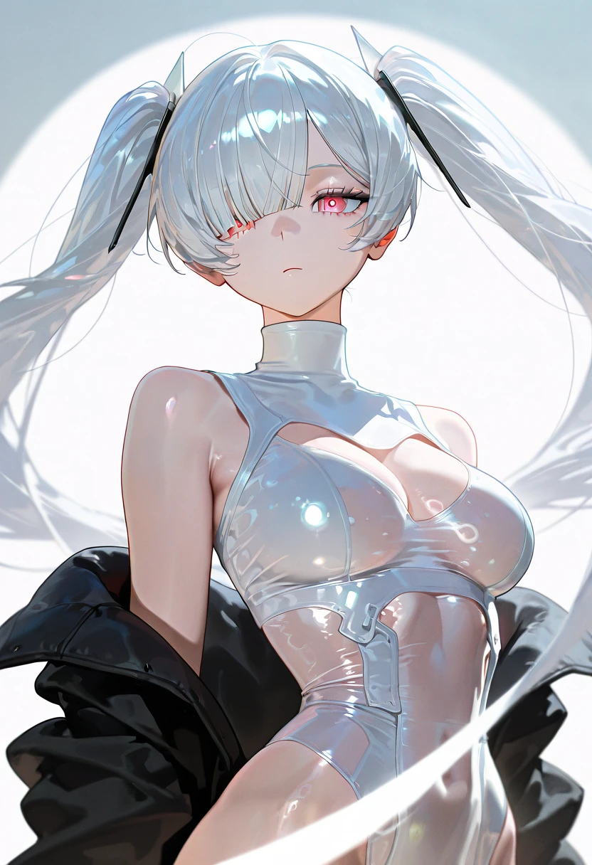 (8K), sharp focus, highres, 1girl, upperbody, Midoridef, white hair,(high qualiy:1.2), (High detail:1.2), (master part:1.2), (extremely detaild:1.2),