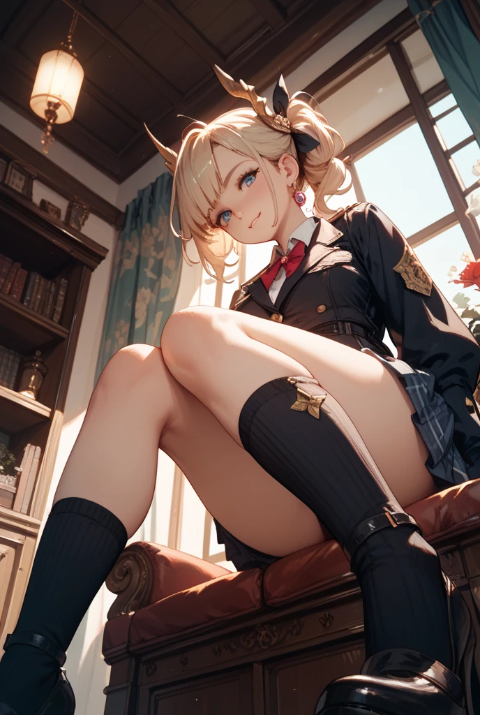 OL showing panties with a disgusting face