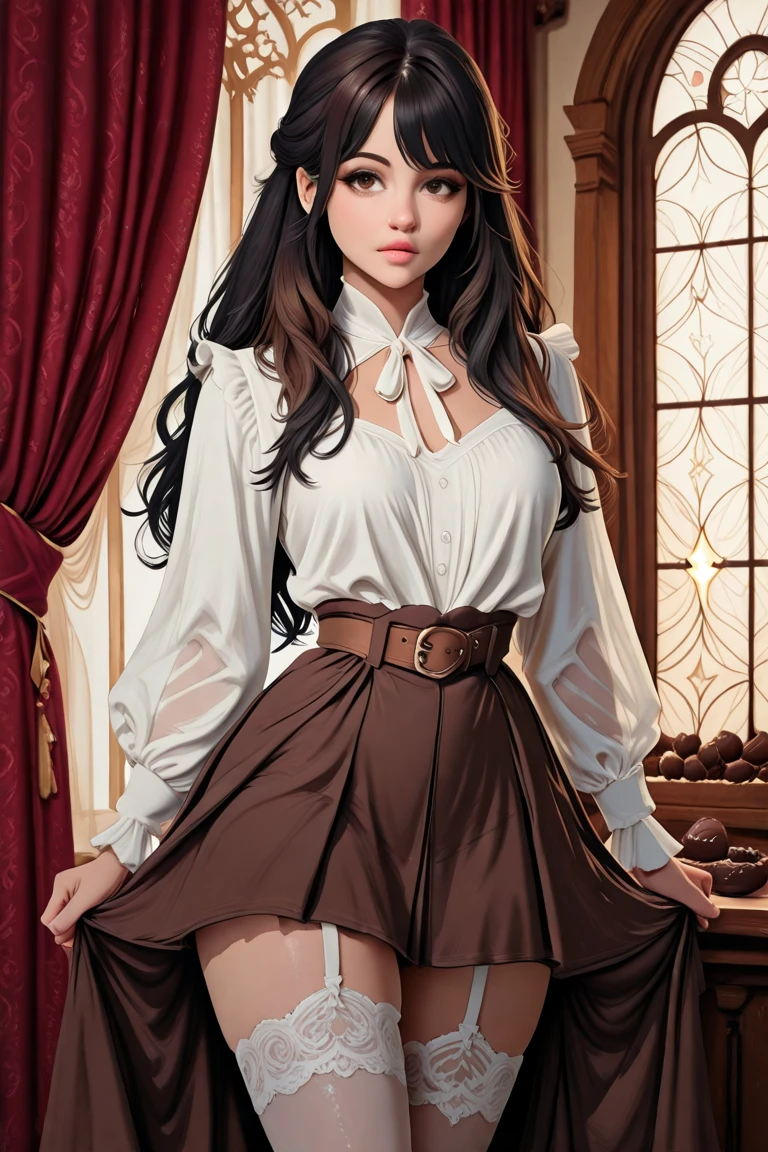 (((masterpiece, best quality)))), Disney female character standing with spread legs, low camera angle