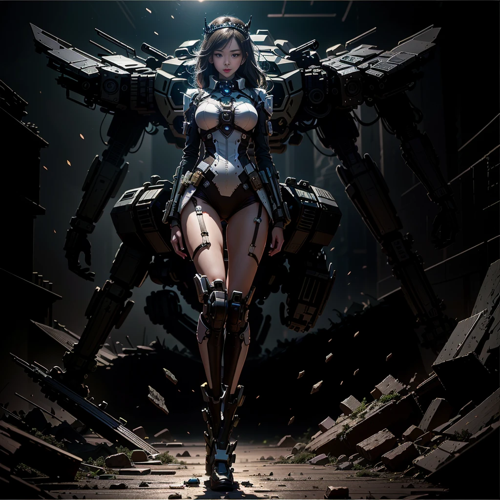 (masterpiece, Highest quality), (Perfect athletic body:1.2), (Detailed Hair), Very detailed, Anime Style, whole body, Cyberpunk Ninja Girl, Large scale, cyborg, Wearing an oiran coat and bamboo hat. Many arms and swords, Wasteland standings, Wear tech boots, 8K high resolution, Trend Art Station, White Background, Standing in the wasteland, whole body,