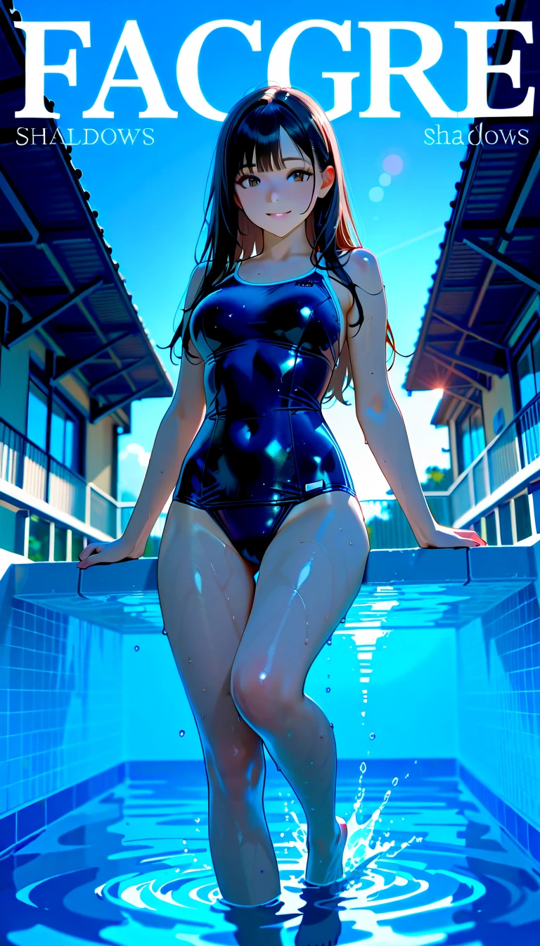 ((Highest quality, 8k, masterpiece :1.3)), (Sharp focus :1.2, Beautiful Japan woman with perfect body shape :1.4, Slim Abs :1.2), ((Big Breasts, Emphasize cleavage, The underboob is visible:1.3)), (Photorealistic:1.4), (realistic:1.4), (Long Hair, Light brown hair:1.5), Highly detailed face and skin texture, Fine grain, double eyelid. Makeup face, A little bit of lipstick, sex appeal, Sexy gravure pose, ((Wearing a white high-cut swimsuit、A beautiful woman stands by the pool with her legs crossed and looks provocatively at the camera。In the background is a blue swimming pool and palm trees、Gold hoop earrings。:1.3)