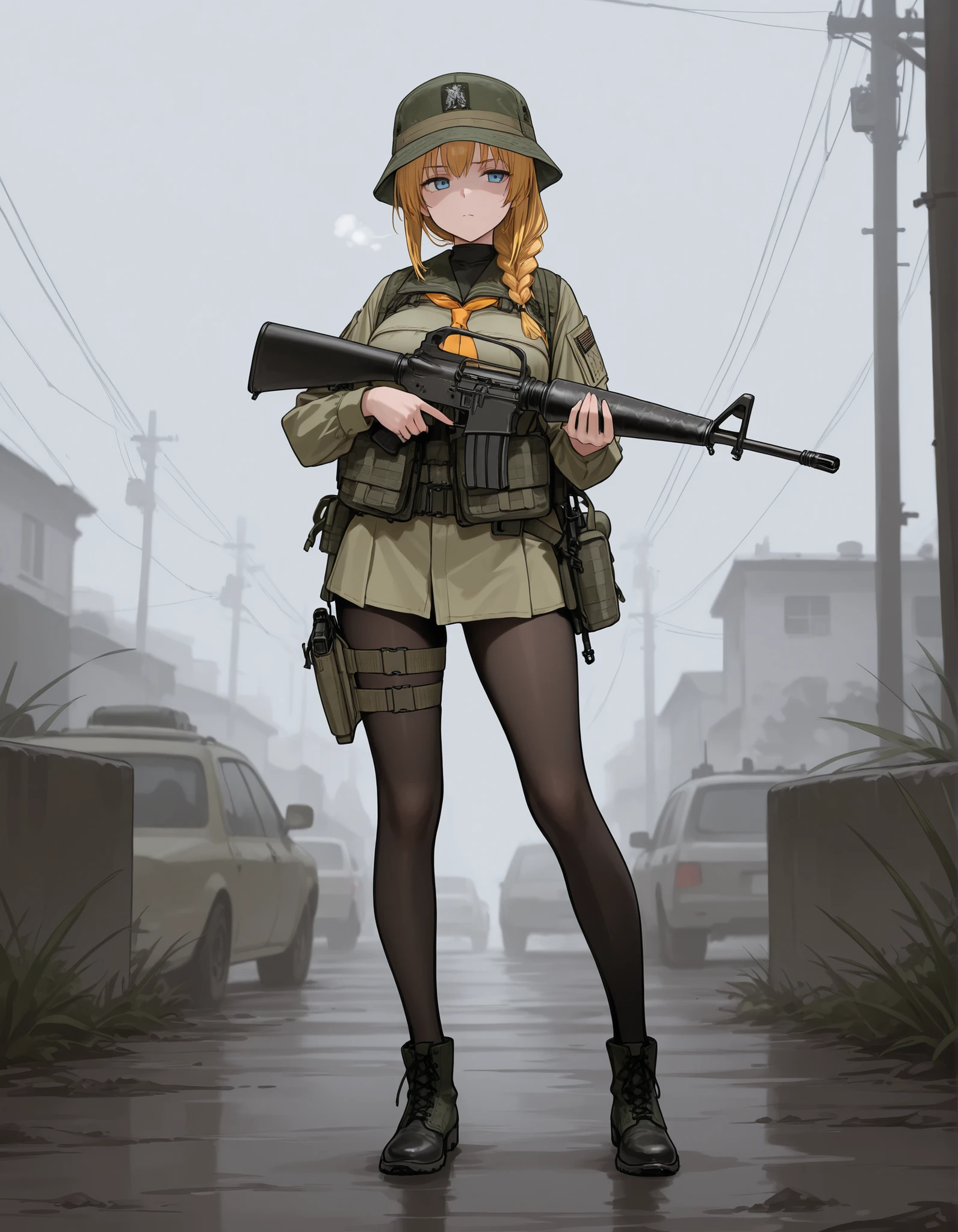 girl holding m16