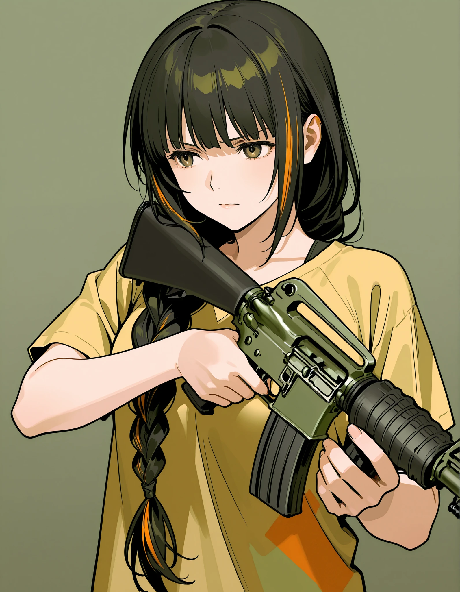 girl holding m16a2