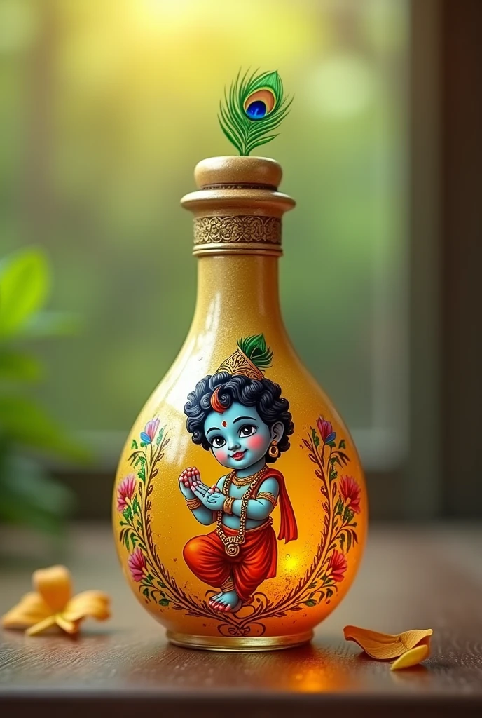 Create a lord krishna Playing flute in forest