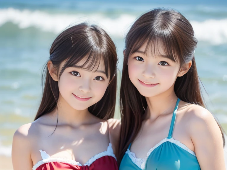 One Girl,(1人のとてもcute女の子:1.3),masterpiece,Highest quality,High resolution,Photorealistic,RAW Photos,Ray Tracing,beautiful girl,(15 years old:1.3),cute,Big eyes,(detailed pupils:1.2),(The face is facing straight ahead:1.3),Body facing forward,Beautiful nose,Fuller lips,Short black hair,ponytail,short hair,Detailed eyelashes,Thin eyebrows,Very fine grain definition,(Symmetrical eyes:1.3),(Face close-up,Face Focus:1.0),Small breasts,Short neck,White swimsuit,White Bikini,The background is the sea,Southern Island,Blue sky,White cloud,Portrait,View Viewer,Upper Body,Cinema Lighting,High resolution,Very detailed