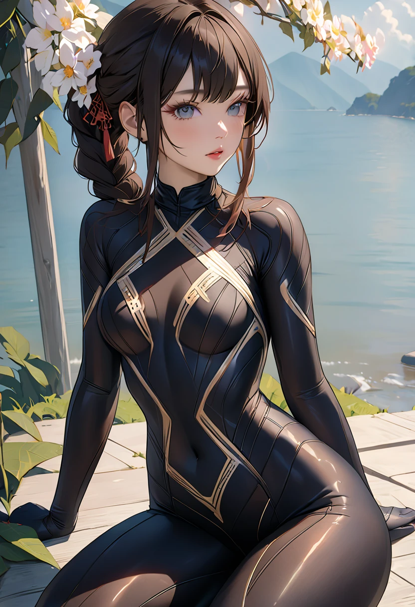 (Bamboo Forest), The background is a bamboo forest, Misaka Mikoto, Fisting, 1girl, black choker, uhd, retina, masterpiece, ccurate, anatomically correct, textured skin, super detail, high details, high quality, best quality, highres, 4K