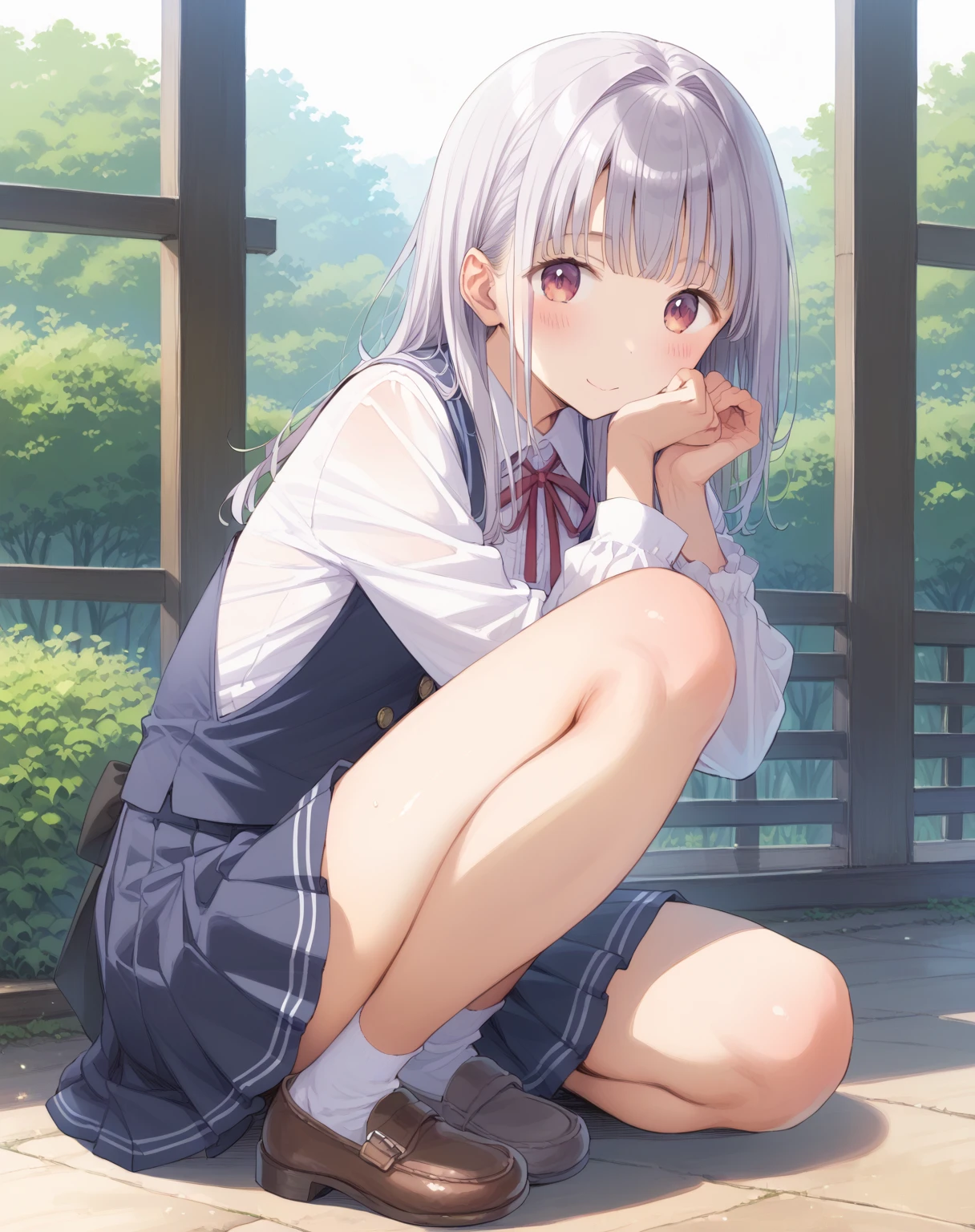 (8K、Highest image quality、highest quality、masterpiece)、detailed face、((1 baby girl))、braid silver hair、long hair、blunt bangs、blue eyes、angly、(())、((small breasts))、((see through Colored camisole))、red school bag,minimum skirt、((black pleated skirt))、((micro skirt lift)、cowboy shot、((in the outdoor background)),((see through)),((nipples)),((nipples visible)),((squatting)),((spread legs)),((wet)),((show off pussy)),(((( girl)))),(((loli(Oppai loli girand to penis,grab the penis,hand to penis,touch the penis,tekoki,Exposure,cum,penis into hand,hand to the penis,grab penis,Handjob,cum,semen,sperm,bukkake,cum on face,((penis ejaculates semen)),(((ejaculates semen))),school backpack,(((cumming on face))),((cum on face)),(mmf Double Handjob),(masturbation),((( masturbation))),