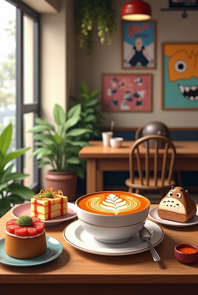 photoRealstic、Luxurious rooms in the coffee shop、Thinking of variations of shortcake and coffee set