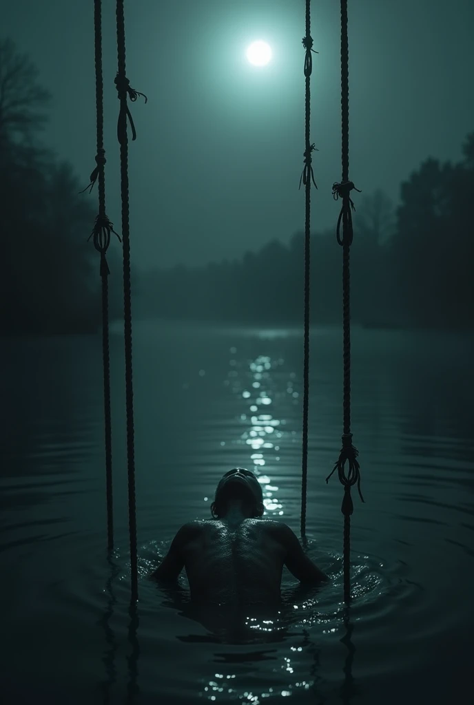 naked man by the pool,lofi,masterpiece:1.2,ultra-detailed,realistic,night scene,dark blue color,gentleman,lonely,reflection on the water,subtle moonlight,relaxing music,calm atmosphere,single light source,ripples in the pool,subdued lighting,quiet,serene,detailed surroundings,crisp shadows,stillness
