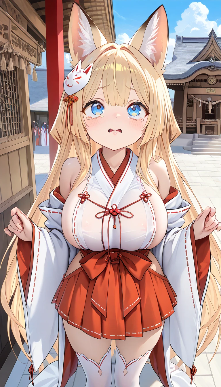 K-Pop-Idee: 1.2, Mix4, 1 Korean Girl, 14years old, (light eyebrows: 1.4), Shiny brown eyes, bun head, two braids tied, old Town, Chinese Temple, High mountain, beautiful detailed sky, Street (crowd:1.2), natta, (Nose blushing), Hanfu, Happy, smile, ((naked)), ((vagina hairy beautiful)), xxx