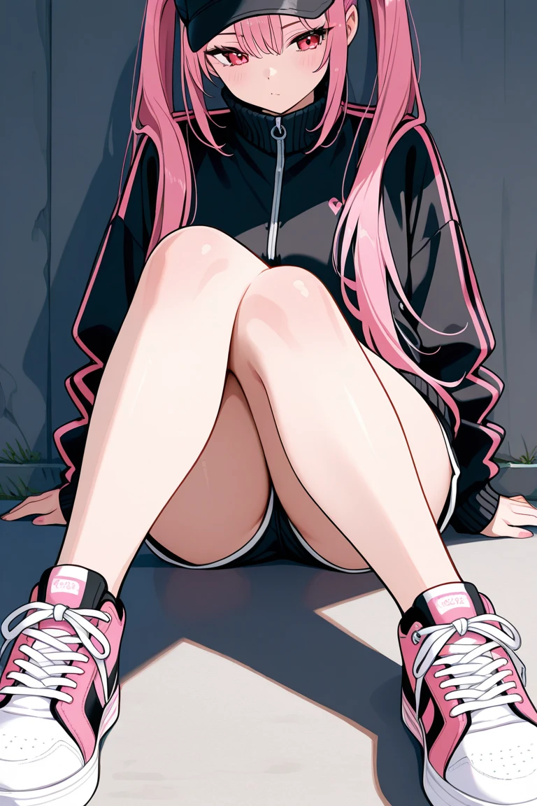 High resolution、realistic、(1boy)、((Only the lower body is photographed))、(((penis)))、((()))、((cum)), (((cum on legs)))、1girl、young girl、twin tails、(black and pink hair)、very young face、((angry))、low length、thin arms、I can see a glimpse of my chest、delicate body、(Moderate thighs)、(((put your foot on the penis)))、perfect feet、((the man is masturbating))、((男はOnly the lower body is photographed))、belly button、pink hoodie、shorts、((shortsのジッパーが開いています))、barefoot、(Girls are sadistic)、(girls are violent)、NSFW、(((Angle from below the thigh)))、((female dominance))、man hands over money、((The girl holds the guy's pants in her hands))、((charming))、 grumpy face、perfect proportions、(((At a love hotel)))、((on the bed))、((kick the penis))、(she kicks the guy), (((She is knee striking))), ((1boy)), (man falling down)、((penis)), (((eject cum))), (((cum on leg))), Semen comes out of the penis, (penis on her leg), kicking、raise your knees、((kicking penis))、