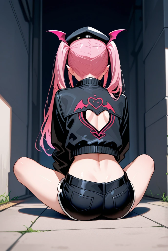 score_9, score_8_up, score_7_up, score_6_up, score_5_up, score_4_up, source_anime, 1girl, pink hair,ponytail, white eyes, w-w-chain,arms,loose hair, black shirt,shorts,thigh boots, red boots,heels,dungeon, best quality, best res, 4K UHD,
 