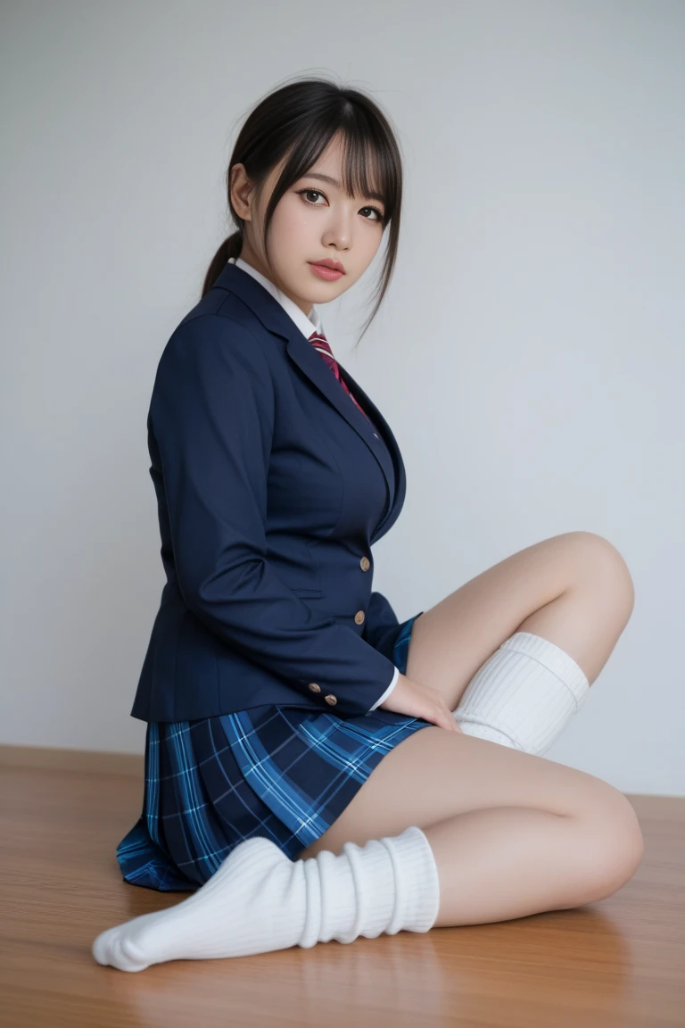 a beautiful 17yo Turki woman, seifuku, detailed, detail body and face, socks thighhighs