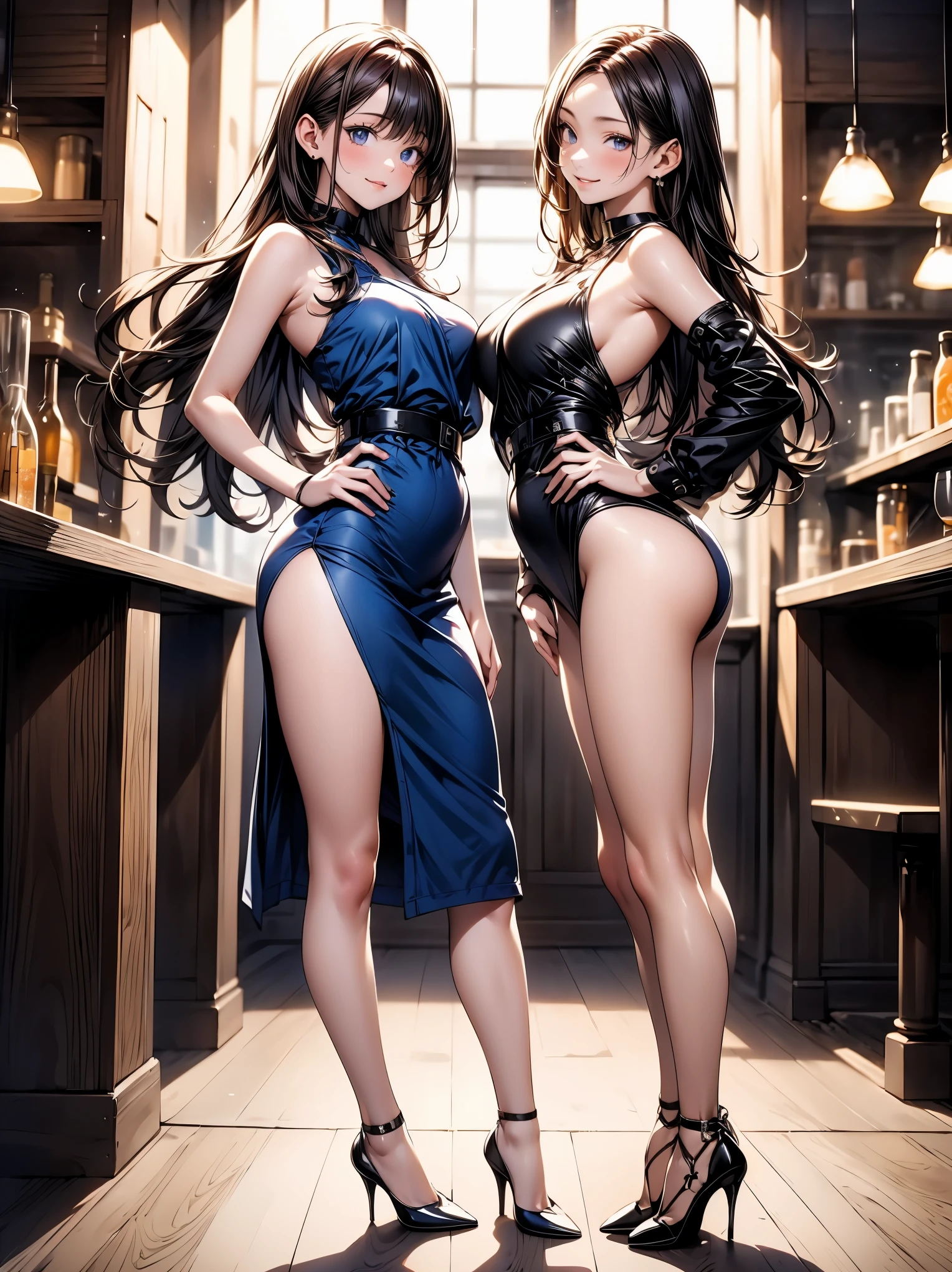 Working in a bar at night、Tifa Lockhart High leg cut outfit Large Breasts Big penis attractive vagina Having sex Sensual pose A lot of semen