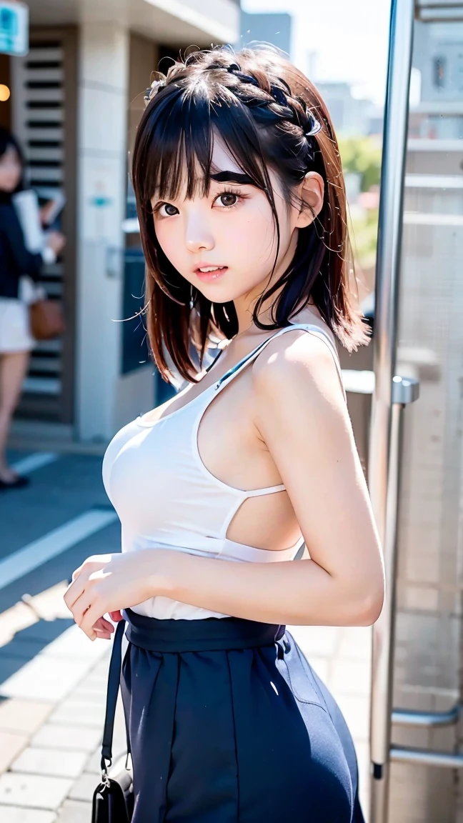 Naked,sweat,Japanese girl,much public hair