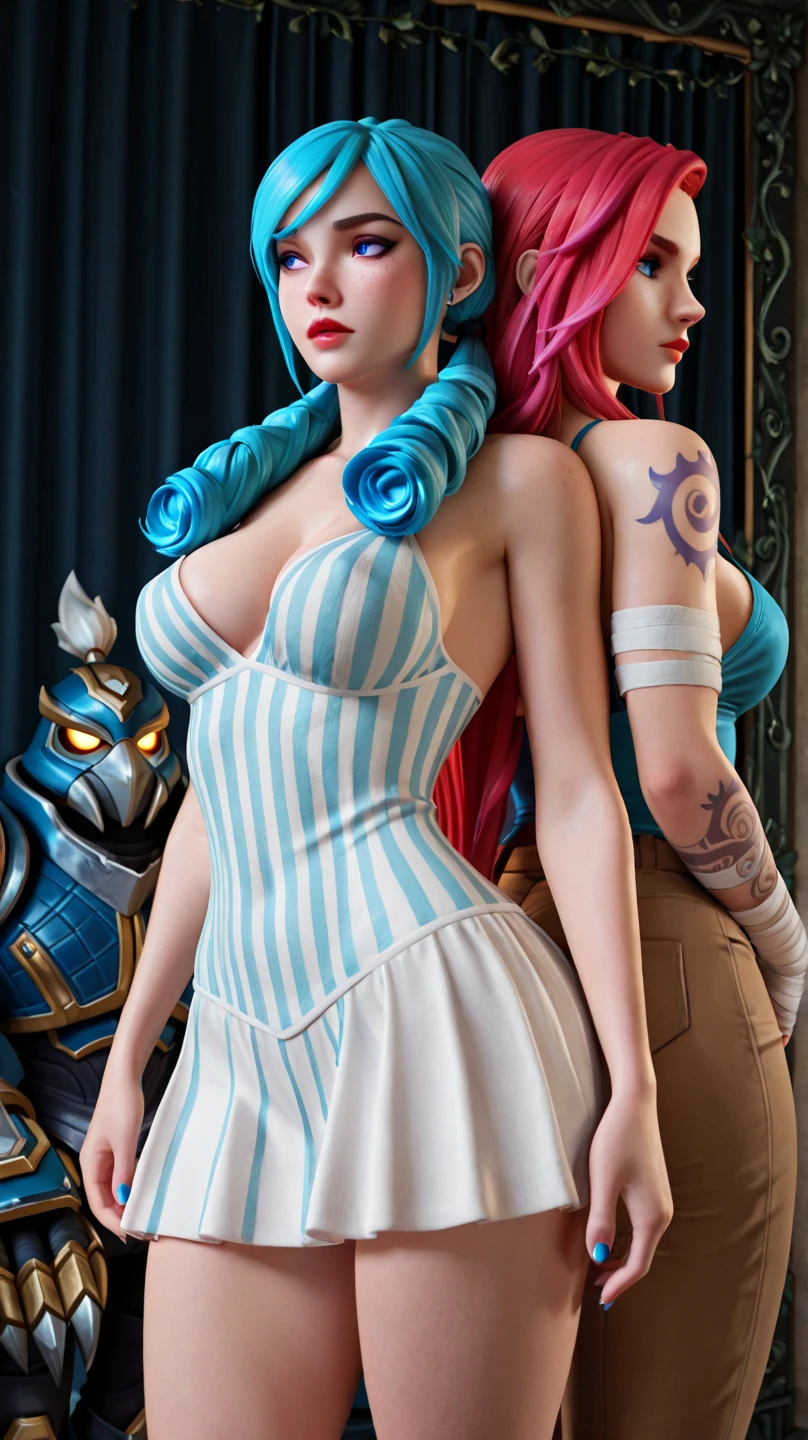 A redheaded woman dressed only in veils dances on the moon dreaming, painting of the moon's craters, many inappropriate objects, lots of intimate underwear, fishnet stockings, lace bolero, books, make-up accessories, surrealist painting, magic realism, bizarre art, subtitle at the bottom of the picture "Where is my friend Pierrot?" in blue and gold letters.