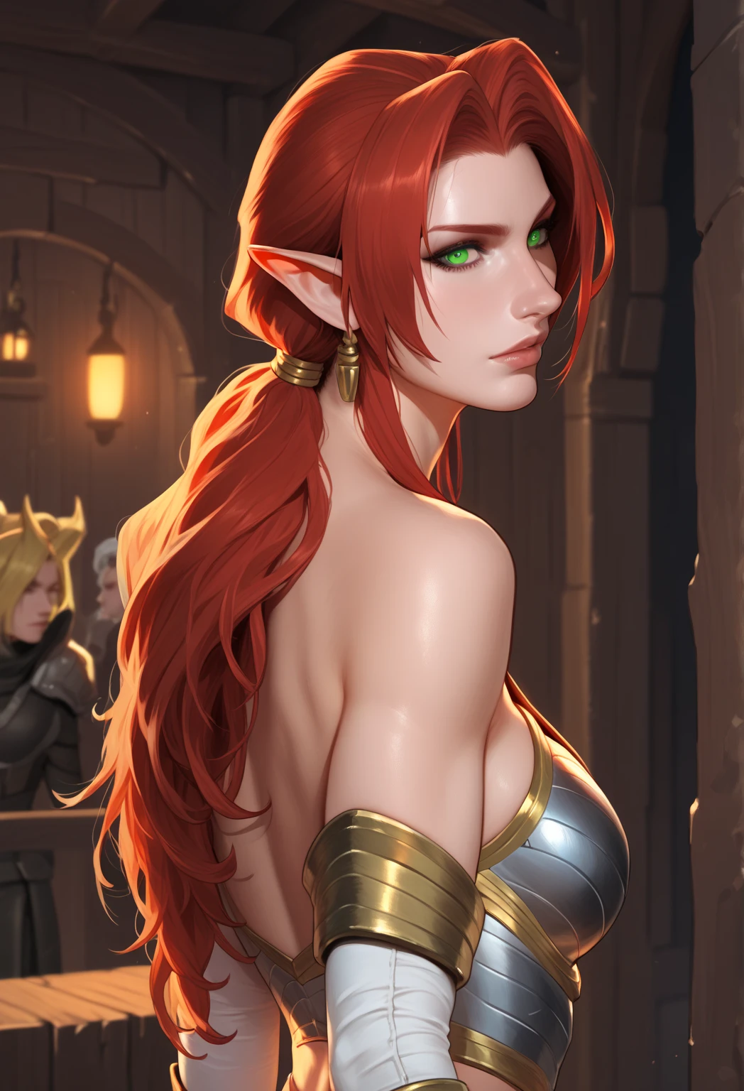 tmasterpiece， ultra fine photos， ， Best quality， 超高分辨率， realistically， rays of sunshine， full-body portraits， Amazingly beautiful， dynamicposes， delicated face， vibrant eyes，seductiveexpression，Large breasts，Blushing face，world of warcraft，Red curly hair sexy outfit，succubi