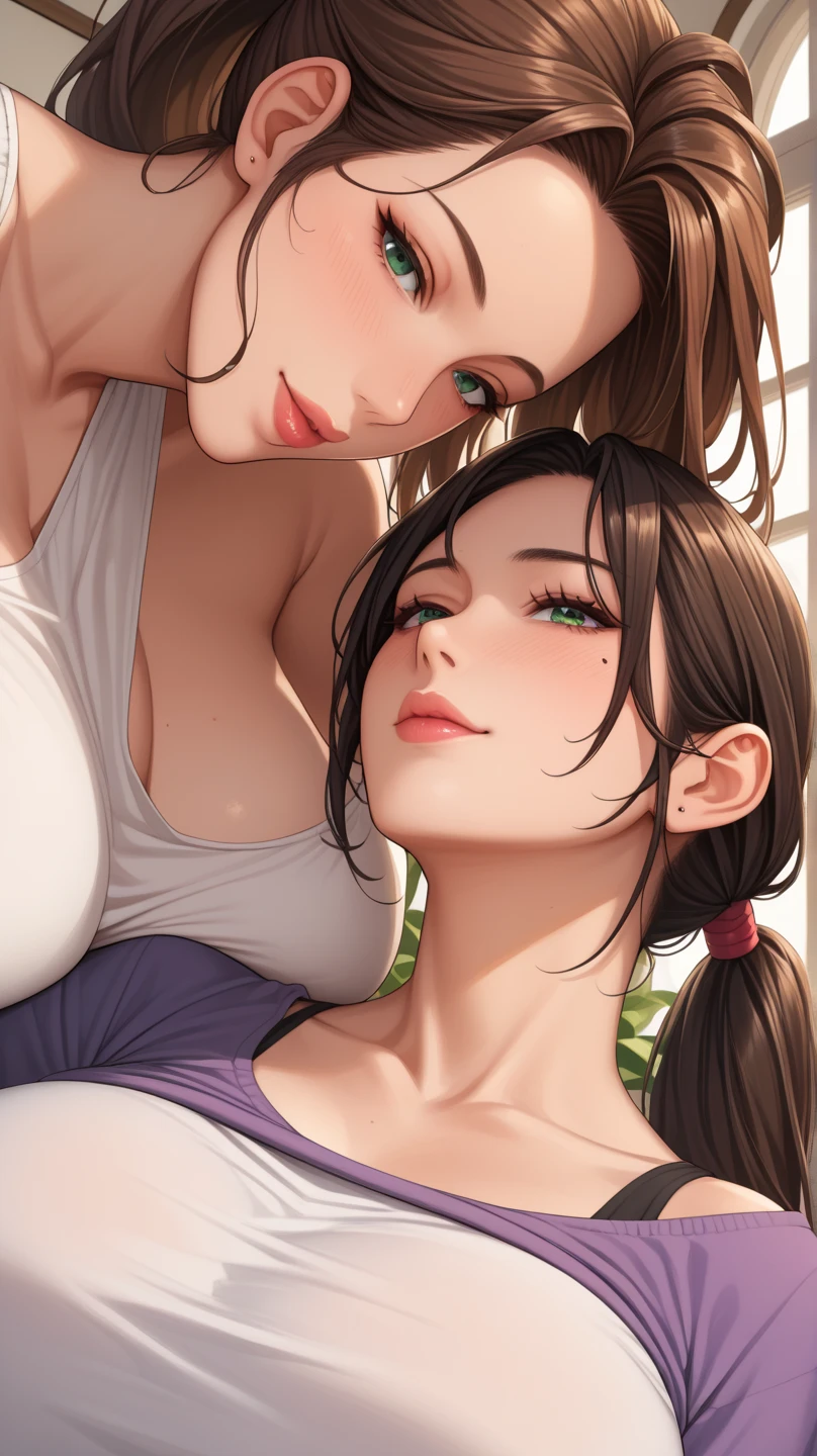 dos chicas, a beautiful girl grabs another girl's breast from behind, Bikini blanco, under a tree, vista trasera, Perspectiva profunda, in a public park with trees, muchos hombres mirando, espectadores, daytime, verano, 8k, Super detail, ccurar, La mejor calidad, Anatomically correct, La mejor calidad, Anatomically correct, Super detail, alta calidad, 1080p