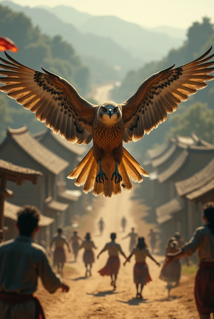 Cinematic image effects，对称，Chinese mythology and stories，Journey，The demon king of the golden-winged eagle，head of an eagle，closeup cleavage，Open your mouth，tosen，Surrounded by bloody skulls，Fierce eyes，Blood，A mouth full of blood，Dripping blood，Puffing，Super huge wings，Thick feathers，feater，Super close，Sharp focus，best qualtiy，of a real，Facial features are carefully depicted，Realistic skin texture，Dark style，depth of fields，high light，Real light，Ray traching，oc rendered，Hyper-realistic，best qualtiy，8K，Works of masters，super-fine，Detailed pubic hair，Correct anatomy，sharp focus on eyes，Bokeh，Facial features are carefully depicted