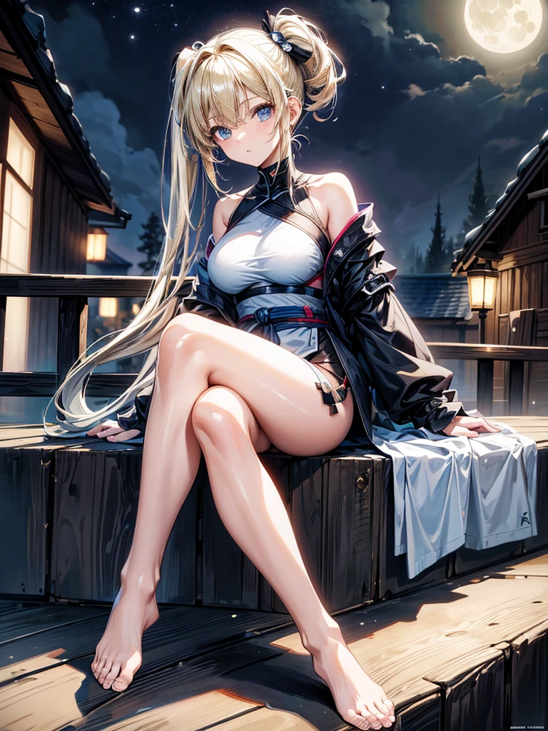 High resolution, masterpiece, look here, sitting with knees up on the floor, legs open, very realistic image of beautiful blonde hair, drawn by professional ukiyo-e, world of imagination, slim girl, nice legs , a well-fitting body, a sensual skirt, long eyelashes, delicate makeup that accentuates her gaze, a devilishness that sends shivers down your spine, her lips slightly parted, giving off a mysterious aura, and her eyes tilted upwards. 's eyes will tempt you,