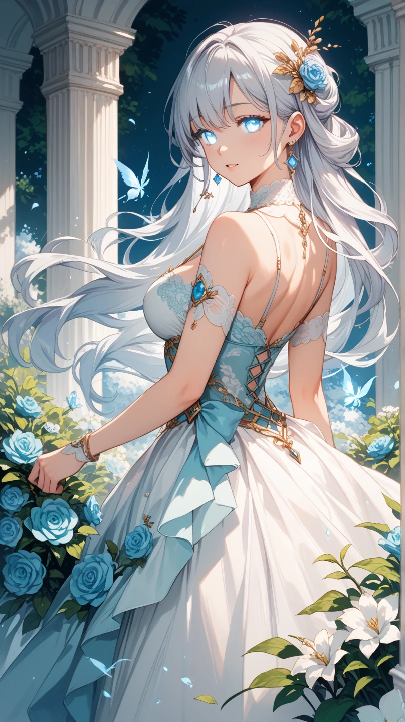 high details, best quality, 16k, RAW, [best detailed], masterpiece, best quality, (extremely detailed), GlowingRunes_paleblue, full body, ultra wide shot, photorealistic, fantasy art, RPG art, D&D art, a picture of a fairy selling flowers in a florist shop, extremely beautiful fairy, ultra feminine (intense details, Masterpiece, best quality), (Blue: 1.3) butterfly wings (intense details, Masterpiece, best quality), blue and white wings (intense details, Masterpiece, best quality),  azure hair, pixie cut hair, shinning hair, flowing hair, shy smile, innocent smile, blue eyes, wearing bright blue skirt, dynamic elegant shirt, chocker, wearing high heels, in flower shop (intense details, Masterpiece, best quality), extreme many (sunflowers: 1.3) (intense details, Masterpiece, best quality), sunflower shop in a modern era street, High Detail, Ultra High Quality, High Resolution, 16K Resolution, Ultra HD Pictures, Ultra Realistic, Clear Details, Realistic Detail, Ultra High Definition