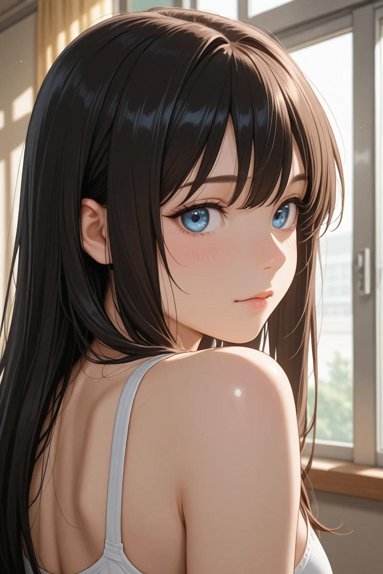 (((Perfect body,White and tender skin,(((Mermaid skirt,fishtaildress,浅蓝色Mermaid skirt,stepmother_skirt_Tiktok))),(((hyuugahin, "black long hair", blue eyes,blunt bangs))),((masterpiece)),high resolution, ((Best quality at best)),masterpiece,quality,Best quality,((( Exquisite facial features,Looking at the audience,There is light in the eyes,blush,Happy,lol))),))),(((Light and shadow,Huge breasts,))),(((Looking at the camera,black background))))