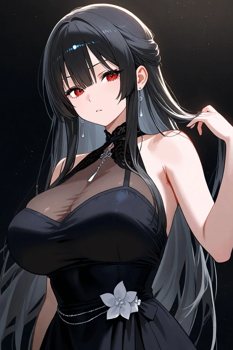 big sister,Black long hair,Black chest binding,Chinese style,Beautiful black eyes,Extremely detailed,high resolution,Simple background