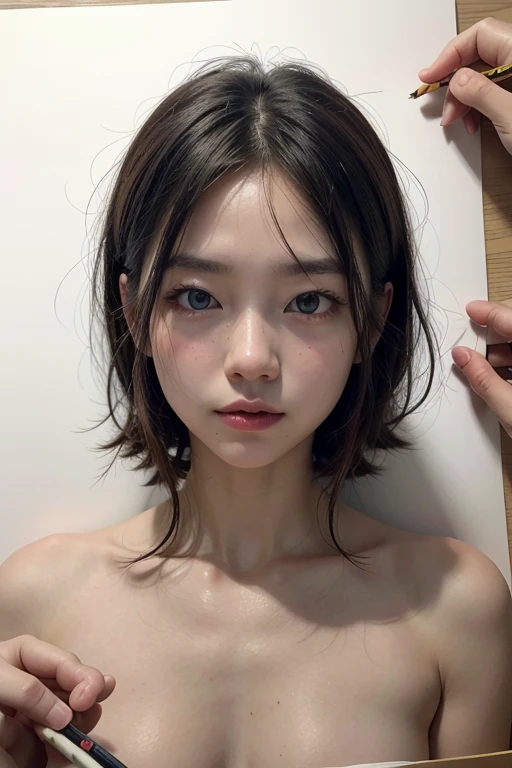 NSFW,4K,((Highest quality)),((masterpiece)),BREAK,((one girl)), (detailed),(shower room),((One girl)),((perfect anatomy)),nsfw,((nude)),(naked),((13 years old)),((flat chest:1.7)),(stare at viewer with stern eyes:1.5),((one girl)),(bitting own lip:1.1),(angry:0.9),nose blush,(shamefull:1.2),(bob cut hair),surprised, ((beautiful realistic face)),((skinny:1.3)),Beautiful Korean Women, Beautiful young Korean woman, Young and adorable Korean face, Gorgeous Young Korean Woman, Korean Girls, Girl cute beautiful face, Portraits of Korean female idols, Young and pretty Asian face, Cute natural anime face,Asian pretty face,((finely detailed face)),((glistening eyes)),((glistening eyes )),((large eyes)),(( pretty eyes)) ,(detailed),Perfect Face,((One girl)), ((clear eyes)),((show nipples)),((beautiful skin)), don't wear anything ,(upper body),(Equal left and right eyes), (nsfw:1.5),(show nipples),(don't wear anything),(nipples facing upwards)