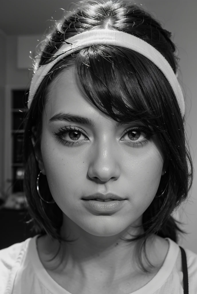 (eye level, closeup on face:1.2) photo of <lora:HaileyGrice_v1:0.9> HaileyGrice, she is wearing fundoshi, she is wearing tassel, her hair is styled as Straight Messy Bun with Bangs, BREAK she is (at a carnival:1.1), cinematic lighting, shot on Sony A7III, 50mm ,(Tri-X 400:1.8) , in the style of Misha Gordin