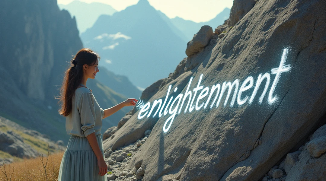 Create an inspiring image that conveys confidence and self-awareness. The image should include a smiling and confident woman in a natural setting, such as a field or garden, at sunrise or sunset. Her expression should convey confidence and serenity.
Incorporate a Star of David discreetly positioned in a corner of the image or subtly into the background. Add elements of soft golden lights radiating around the woman to create an effect of illumination and mysticism.
Include a numerological diagram in a lateral area or subtly within the image to suggest the in-depth and analytical content of the numerological map. Add a catchy phrase at the top or bottom of the image: "Discover Your True Purpose", using an elegant and legible font with colors that harmonize with the rest of the image (gold and soft blue).
Use soft and comforting tones, with a mystical and attractive touch, blending natural light and graphic elements to create a harmonious look.