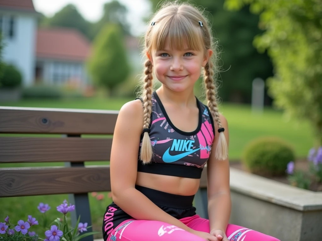 (Highest quality),(Tabletop:1.1), (Beautiful 12 year old Belgian girl), (Flat Chest),
(Deeply carved face:0.7), (freckles:0.6), Pretty lips, 
Natural soft light,
,smile,
(Flat bangs:0.6), 
(Pink Tank Top), (Green Floral Shorts),
(In the back alley), (Skipping rope),