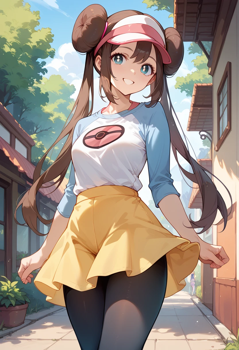 (best quality,4k,8k,highres,masterpiece:1.2),ultra-detailed,(realistic,photorealistic,photo-realistic:1.37),leaf pokemon,leaf, full body, chubby thighs,walking in a garden,looking at the camera,lovely smile,detailed anime-style eyes,sunset,holding a bouquet of flowers,feminine charm, visible thighs, red skirt,blue shirt, loose socks, white footwear,knees together,smile,upskirt,white panties,