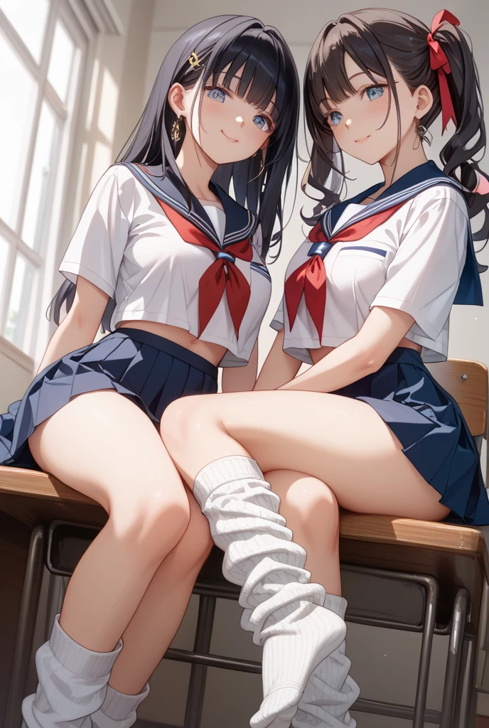 OTN, Two high school girls are tied up and lying on the floor、(Highly detailed CG Unity 8k), (highest quality),(Very detailed),(Ultra-high resolution), two women, gag,Sailor suit, rope bondage, breasts rope bondage, hands back rope bondage, leg rope bondage, thigh rope bondage, bust rope bondage, feet rope bondage, Hands behind the back, ((Wrists tied behind back)), Ankle binding, 白い布でgag, Navy Blue Skirt, Black Hair, The first one has long hair, The second one is a bob cut, BDSM, ((White headband)),