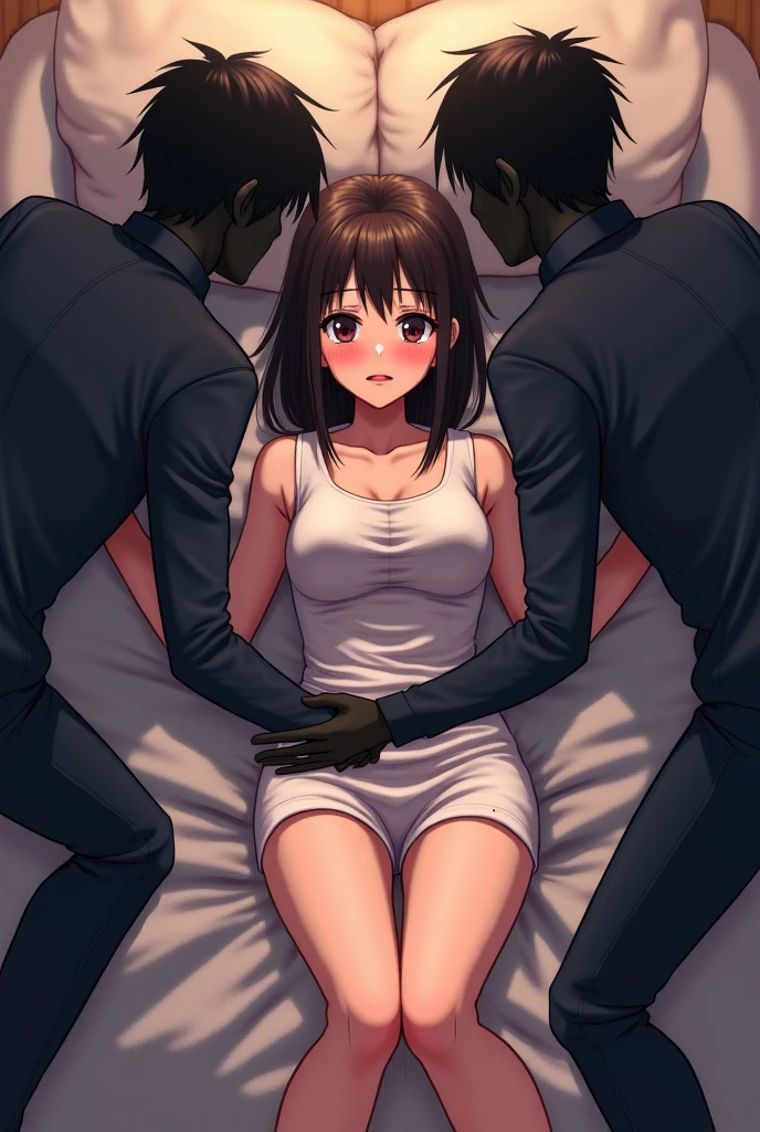 {{nsfw}}, {bdsm}, {1woman}, solo, bitch, {{spread legs}}, {{legs up}}, {{hold own thighs}}, (lying), {{in the dark room}}, on bed, {{bottomless}}, {{{show off pussy}}}, {{{{{flat breasts}}}}}, {{orgasm sexual climax}}, {{ahegao}}, {{nose blush}}, {{saliva}}, crying, {blindfold}, steam, {{sweat}}, {spoken heart} ,{{{cum facial}}}, {{{{{cum on feet}}}}}, {{{{cum in pussy}}}}, {having sex on bed}, {{penis}} , {{{slut}}}, {{{{bukkake}}}}, {{{kupaa}}}, {tongue out}, open mouth, {{{cum on breasts}}}, {skiny body}, {{dark skin}}, medium hair, {{forehead}}, small nipples, Clothing violently pulled up, small height,