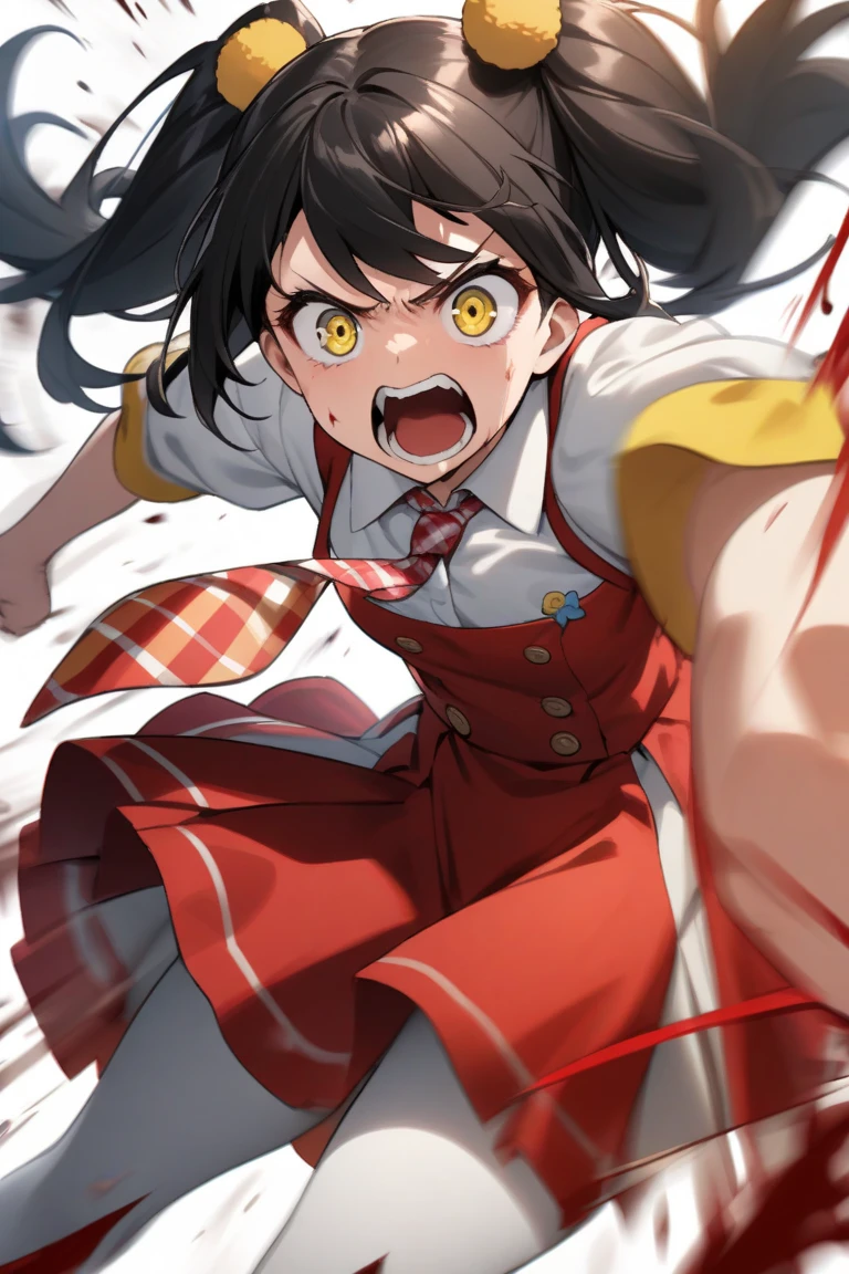 (((Rear view、doggy style)))(((Get on all fours and stick your butt out)))(((Top view angle)))(((Angry face、Glare)))((masterpiece)),(Highest quality),Official Art,Very delicate and beautiful,Highly detailed CG,unity 8k wallpaper,Super detailed,Beautiful fine details,Highly detailed face,Outdoor,One girl,alone,Cowboy Shot,View Viewer,,Severe,(small:1.2),short hair,Black Hair,Red eyes,Glowing Eyes,bangs,,Collared shirt,White shirt,Long sleeve,(((Small breasts)))Suspender skirt,Red Skirt,White socks,loafers,(((NEWS、Naughty pictures)))Japanese-style toilet