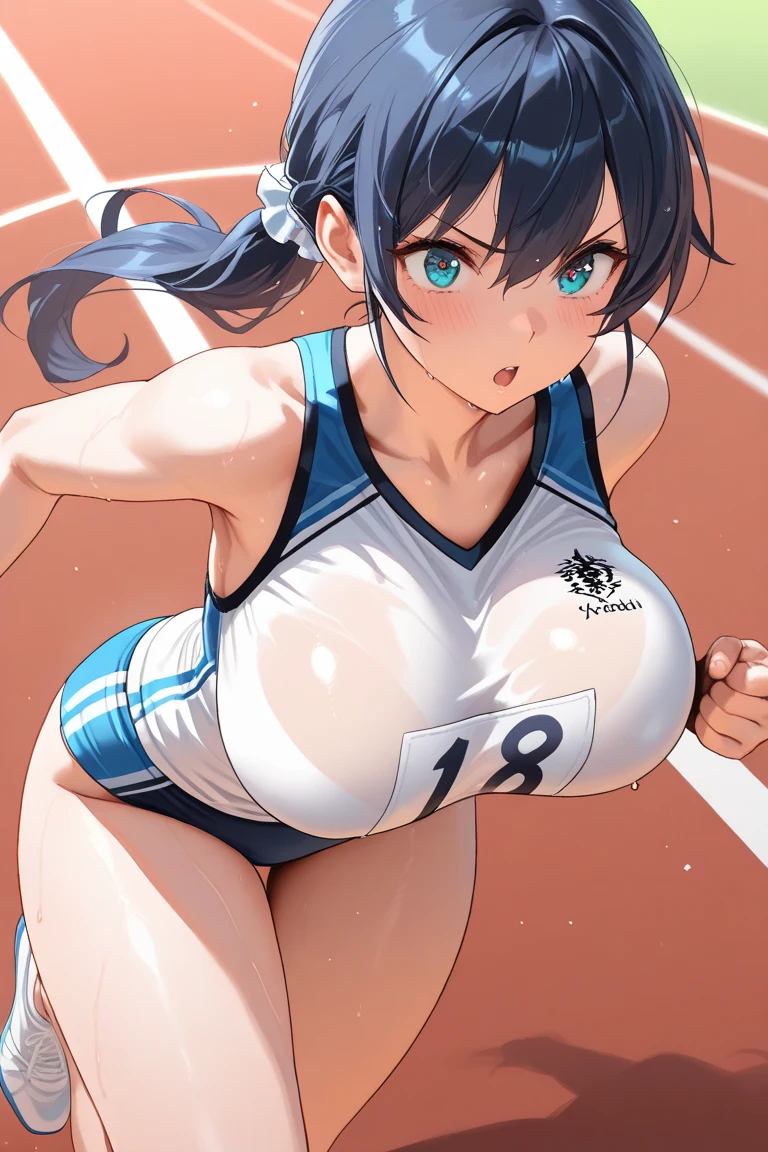 NSFW:1.1, multiple girls, ( 5 idol girls alongside ), 20-years old, Looking afar, school field and track , (Big breasts), (nude:1.2), (panty:1.6) , (running:1.3), ( in motion:1.3 ) ,Even before shooting,(sweet, exciting, epic ecchi, epic eros