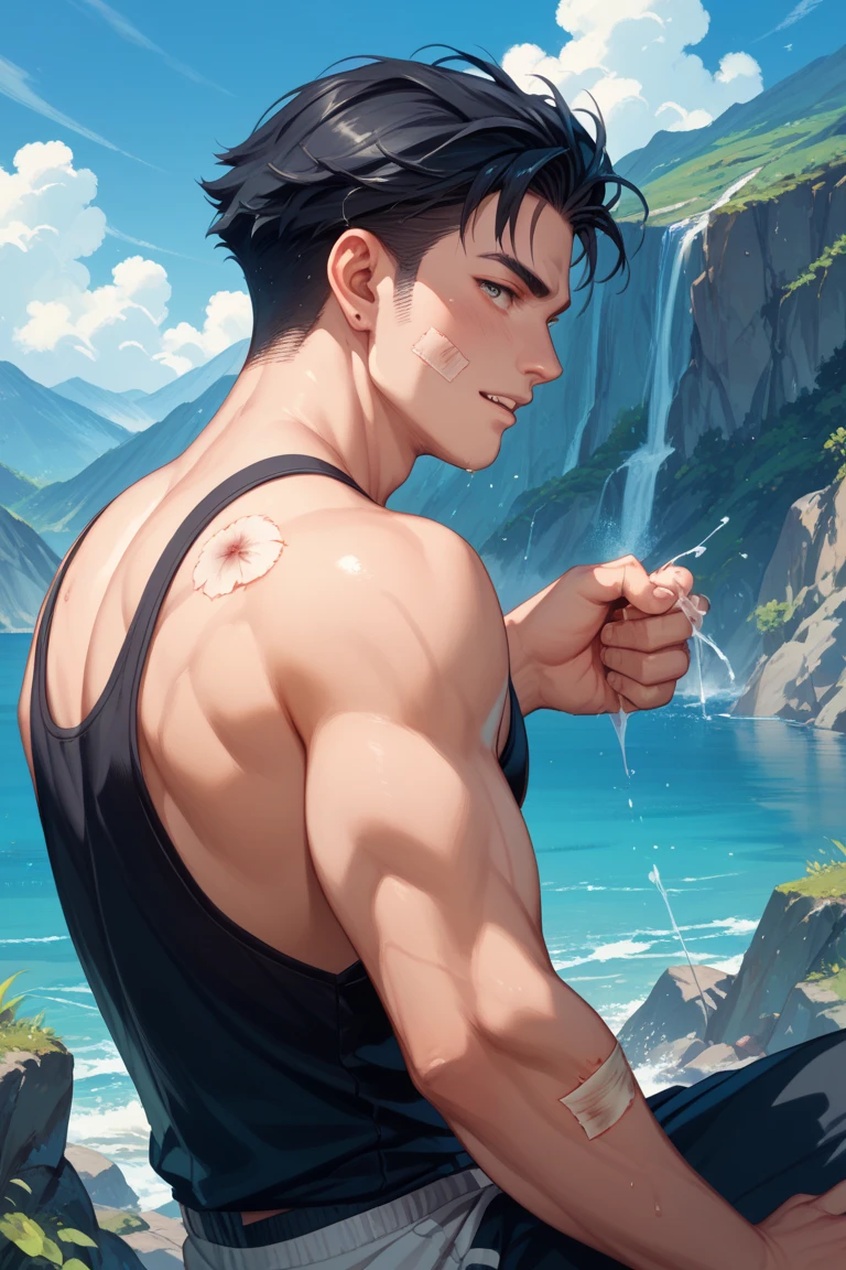 Real Art: A Beautiful Korean Man, Nude, with a Large Body and Sweating Skin
(Best Quality, 8K, Ultra High Definition, Masterpiece: 1.2)
A stunning representation of a Korean man in his prime, showcasing a perfectly sculpted physique and an alluring beauty. His nude body radiates with a bright, vibrant complexion, highlighting every muscle and curve. A low fade hair style frames his attractive face, with a cool-toned color grading bringing out the natural hues of his skin. His body, covered in intricate full-body tattoos, exudes an aura of strength and allure. The image, enhanced