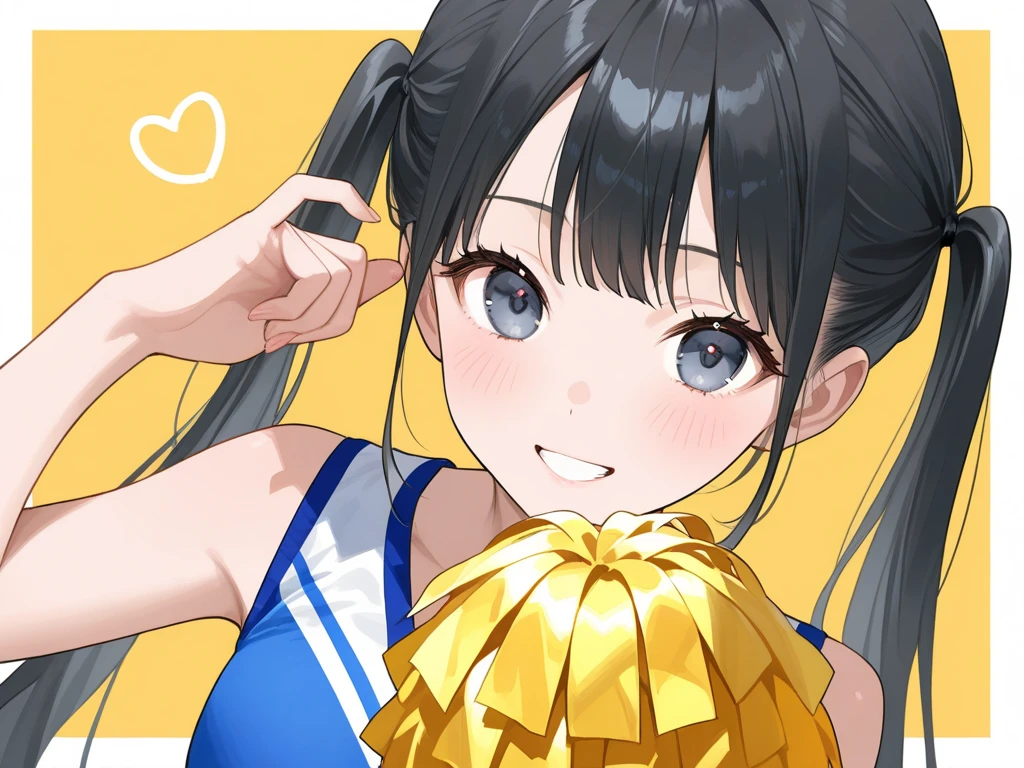 score_9, score_8_up, score_7_up, score_6_up, score_5_up, score_4_up, source_anime, 1girl, solo, smile, cheerleader, blush, ponytail, pompons, illustration, masterpiece,