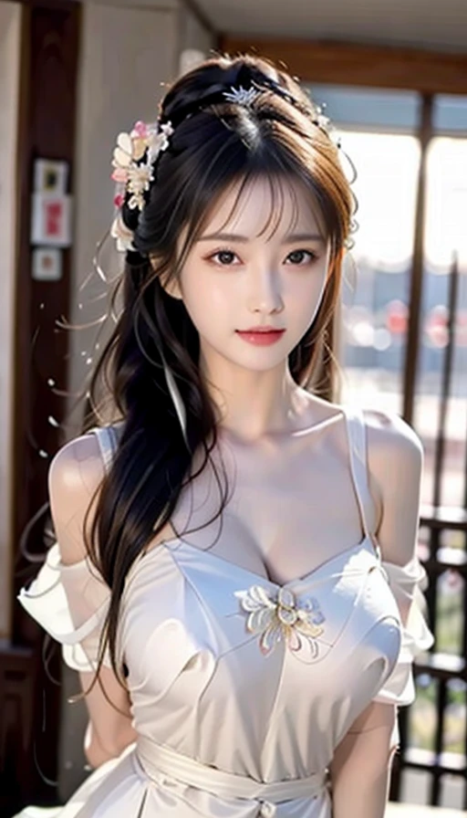 A woman with long hair and large hoop earrings poses for a photo, Realistic cute girl painting, Kawaii realistic portrait, Beautiful anime face, Cute natural anime face, detailed portrait of an anime girl, Stunning anime face portrait, a beautiful anime portrait, Realistic beautiful face, girl cute-fine face, Realistic young anime girl, extremely cute anime girl face, portrait anime girl