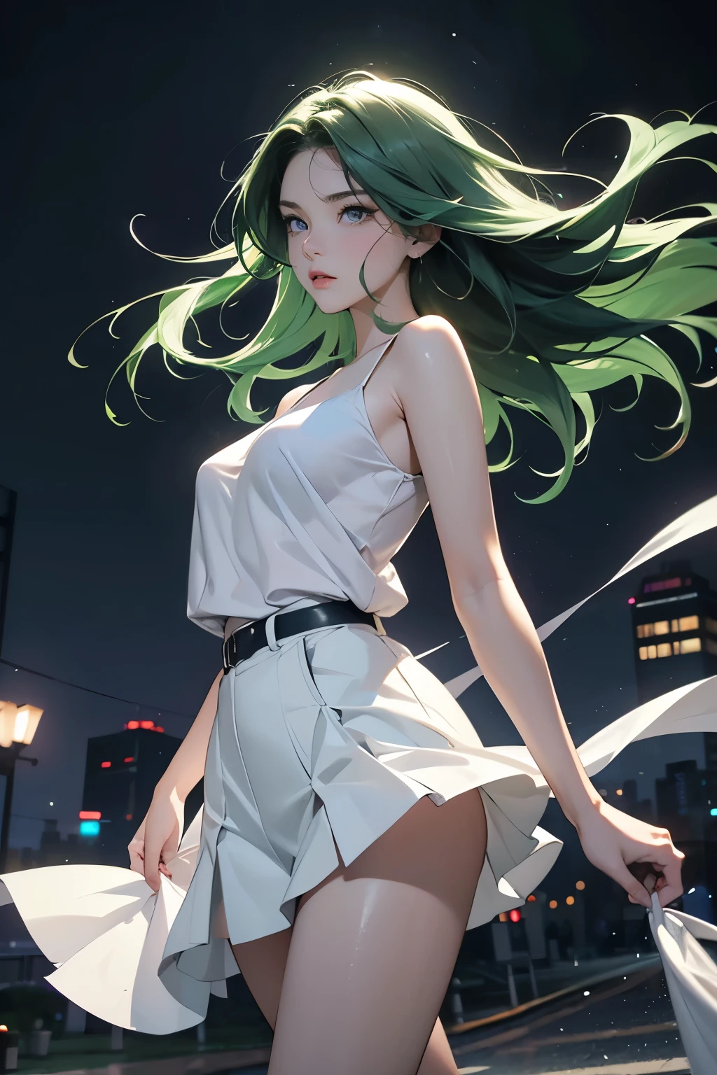 Sailor Pluto, 1 girl, dark green hair, long hair, Brown eyes, detailed eyes, simple background, Feminine focus, alone, standing, Setsuna Middle, portrait, whole body, (Masterpiece: 1.0), (Best Quality: 1.0), (8K Wallpaper: 1.0), (beautiful detailed face: 1.0), (deep eyes detallados), deep eyes, looking at the viewer, Sailor Scout, brown bow on the chest, brown skirt, white gloves,