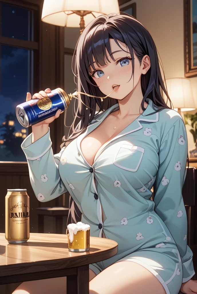 tmasterpiece，best qualityer，A girl licks a bottle，huge tit