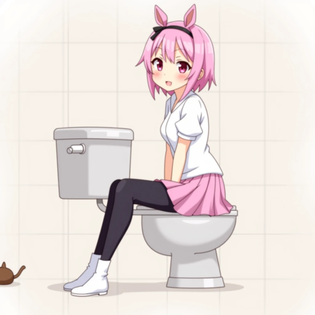 score_9, score_8_up, score_7_up, source_anime, BREAK 1girl, yunidef, purple eyes, pink hair, long hair, two side up, , hair ornament, mole under mouth, pink necktie, indoors, , pov, , black footwear, blush, evil grin,, smile,, crazy smile, angry, sitting, bathroom,sitting in toilet, toilet,, nude, small breasts, navel, shit inside toilet, toilet full shits, shit, standing, looking down, looking at toilet,