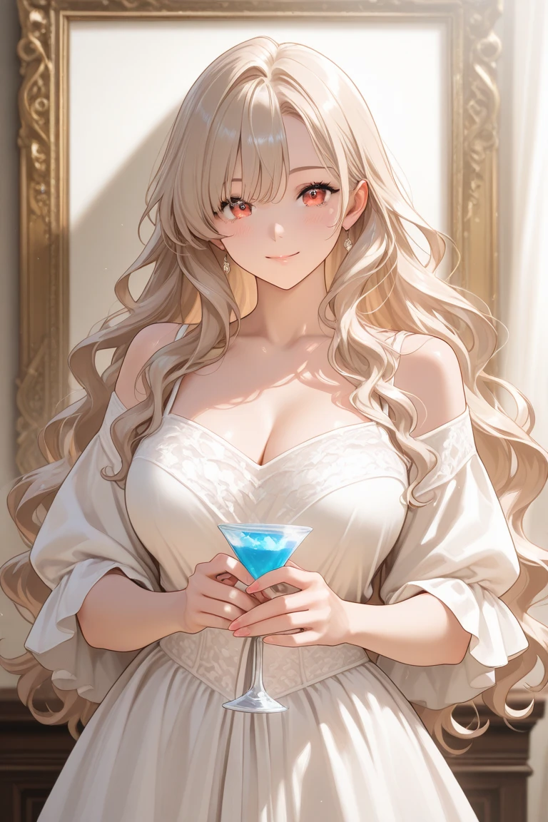 (masterpiece, Highest quality:1.2), (High resolution, 8K RAW Photos, Photorealistic, Clear focus, Weak outline:1.3), (Cinema Lighting, Sulky, Fabric Shading), throw, (alone:1.5), 1 mature woman, 24-years-old, (Mature Woman:1.5), ((NFSW:1.5, Fuju Chest:1.3, Saggy breasts, big , Cleavage, Sexually harass, In the heat, present)), ((Bright and beautiful eyes with highlights:1.3)), (Sitting at the bar counter at night, Lie face down with your arms on the counter, Looking at the audience, Have a cocktail glass), Raised to be sexy, (Little happy smile:1.3, Embarrassed), Silver hair with light purple mesh, Medium Long Hair, Hair on one eye, Asymmetrical Hair, Half Up Hair, blue eyes, Wearing a white sexy dress, Long skirt with side slits, Wear a green see-through shawl around your upper arm, (Luxurious accessories, necklace, Earrings, bracelet), Bokeh, Dynamic Angle, Upper Body:1.2, Close-up face:1.5, Face Focus, From the side:1.2, (Correct Anatomy:1.6, Ideal body proportions, The right move:1.5, Small hands), Overnight,