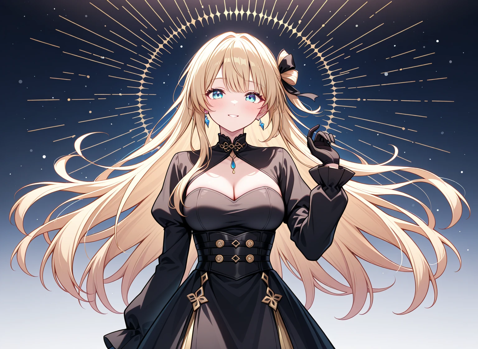 ((Highest quality、、masterpiece:1.3)), Upper Body、Long legs、Sharp focus:1.2, Beautiful woman with perfect figure:1.4、((Big Breasts:1.2)), (Big Breasts、Soft looking big ass、Feminine body 、Smiling:1.2), Face and skin texture crafted to the smallest detail、Fine-grained、double eyelid、25-year-old female、sexly、Cosplay、Isekai background